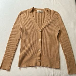 Light Brown Deep-V Sweater